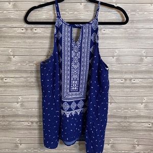🐝 Sweet Wanderer Blue And White Print Tank Top